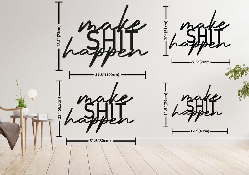 Make Shit Happen Metal Bathroom Wall Art, Funny Bathroom Sign, Restroom Wall Decor, Above Toilet Art, Unique Wall Words, Housewarming Gift image 10