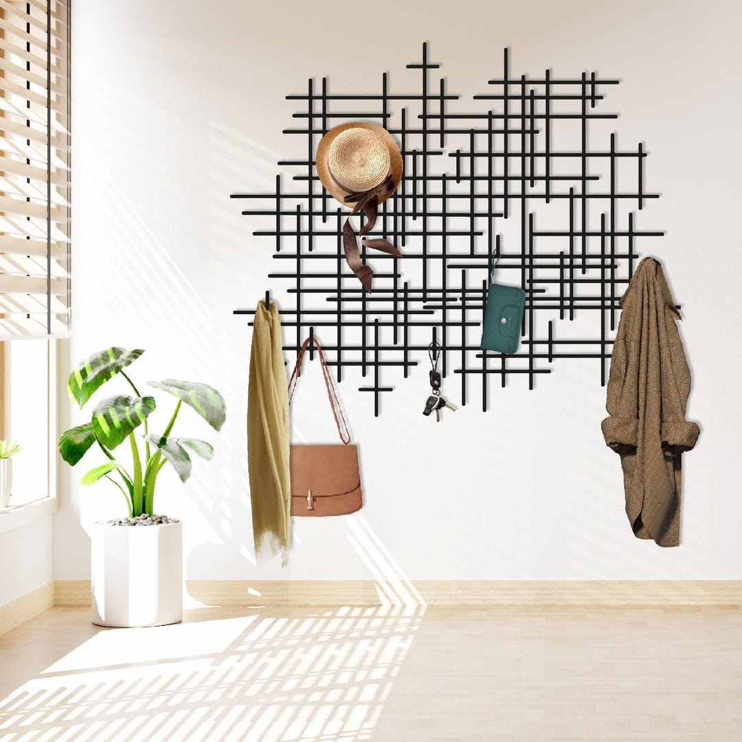 Metal Wall Coat Rack, Abstract Metal Wall Decor,entryway Metal ...