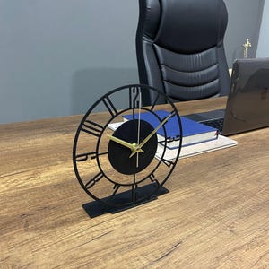 Metal Modern Tabletop Clock, Silent Clock, Desktop Metal Clock, Home Office Clock Art, Desk Clock, Housewarming Gift, Wanduhr, Shelf Decor image 8