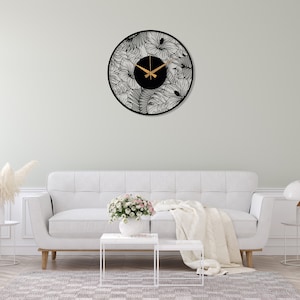 Poppy Flower Metal Wall Clock, Flower Art Design Wall Clock, Modern Minimalist Wall Clock,Silent Cute Wall Clock Gift,Large Livingroom Clock image 5