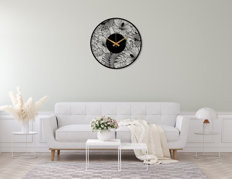 Poppy Flower Metal Wall Clock, Flower Art Design Wall Clock, Modern Minimalist Wall Clock,Silent Cute Wall Clock Gift,Large Livingroom Clock image 5