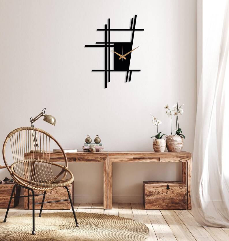 Metal Wall Clock, Minimalist Silent Wall Clock, Unique Home Decor, Modern Large Wall Clock,Abstract Design Clock Art for Wall,Horloge Murale Bild 3