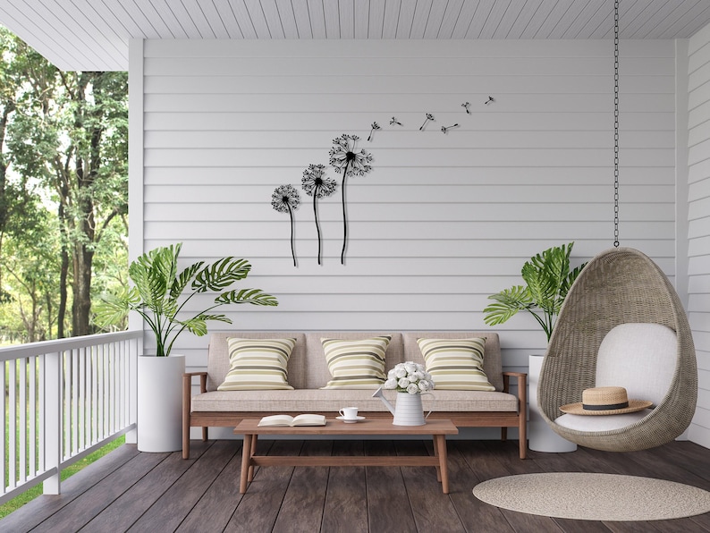 Decorazione murale in metallo a forma di fiore di tarassaco, arte murale con tarassaco, decorazione unica per la casa, decorazione naturale per il soggiorno, tarassaco Patel, semi volanti di Pusteblume immagine 5