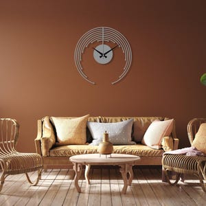 Minimalist Metal Wall Clock, Modern Silent Wall Clock, Unique Home Decor, Abstract Design Wall Clock, Wanduhr, Horloge Murale,Clock for Wall Silver