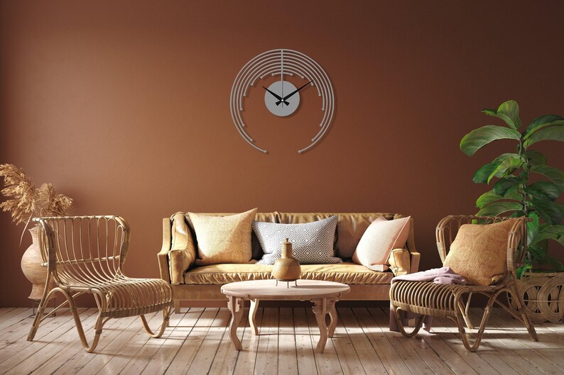 Minimalist Metal Wall Clock, Modern Silent Wall Clock, Unique Home Decor, Abstract Design Wall Clock, Wanduhr, Horloge Murale,Clock for Wall Silver