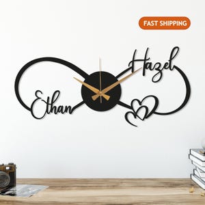 Personalized Infinity Metal Wall Clock, Custom Couple Name Clock, Romantic Couple Gift, Heart Wall Clock, Unique Valentines Day Clock Gift