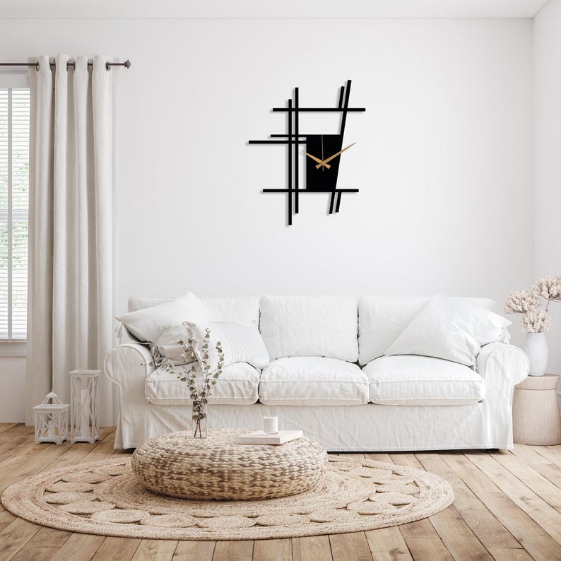 Metal Wall Clock, Minimalist Silent Wall Clock, Unique Home Decor, Modern Large Wall Clock,Abstract Design Clock Art for Wall,Horloge Murale Bild 4