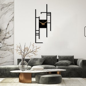 Moderne minimalistische wandklok, rechthoekige stille metalen wandklok kunst, extra grote klok, thuiscadeau, unieke kantoorwandklok, grote wandklokkunst afbeelding 4