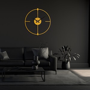 Black Minimalist Clock, Boho Wall Clock, Living room Metal Clock, Wall Clock Art, Design Wall Clock,Silent Modern Wall Clock,Home Decor Gift Gold