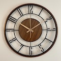Large Wooden Metal Wall Clock, Mid Century Modern Wood Wall Clock, Farmhouse Clock Gift, Unique Silent Clock, Modern Metal Wooden Clock Gift