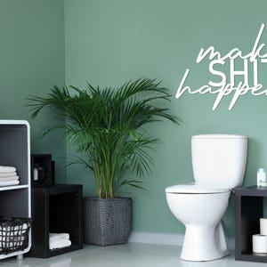 Make Shit Happen Metal Bathroom Wall Art, Funny Bathroom Sign, Restroom Wall Decor, Above Toilet Art, Unique Wall Words, Housewarming Gift White