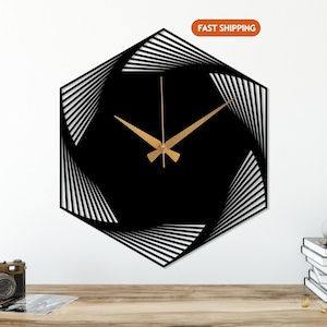 Geometric Abstract Metal Wall Clock, Modern Home Clock Gift, Oversized Metal Wall Clock, Unique Wall Clock, Modern Wall Clock,Clock Art Gift