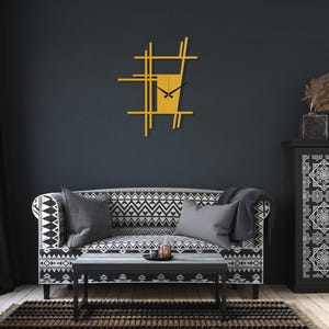 Metal Wall Clock, Minimalist Silent Wall Clock, Unique Home Decor, Modern Large Wall Clock,Abstract Design Clock Art for Wall,Horloge Murale Gold