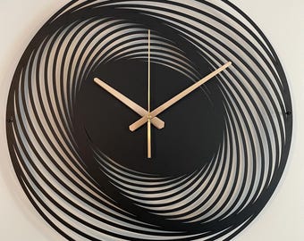 Reloj de pared de metal en espiral moderno, reloj de pared geométrico, reloj de pared contemporáneo, reloj de pared silencioso único, reloj minimalista para el hogar.