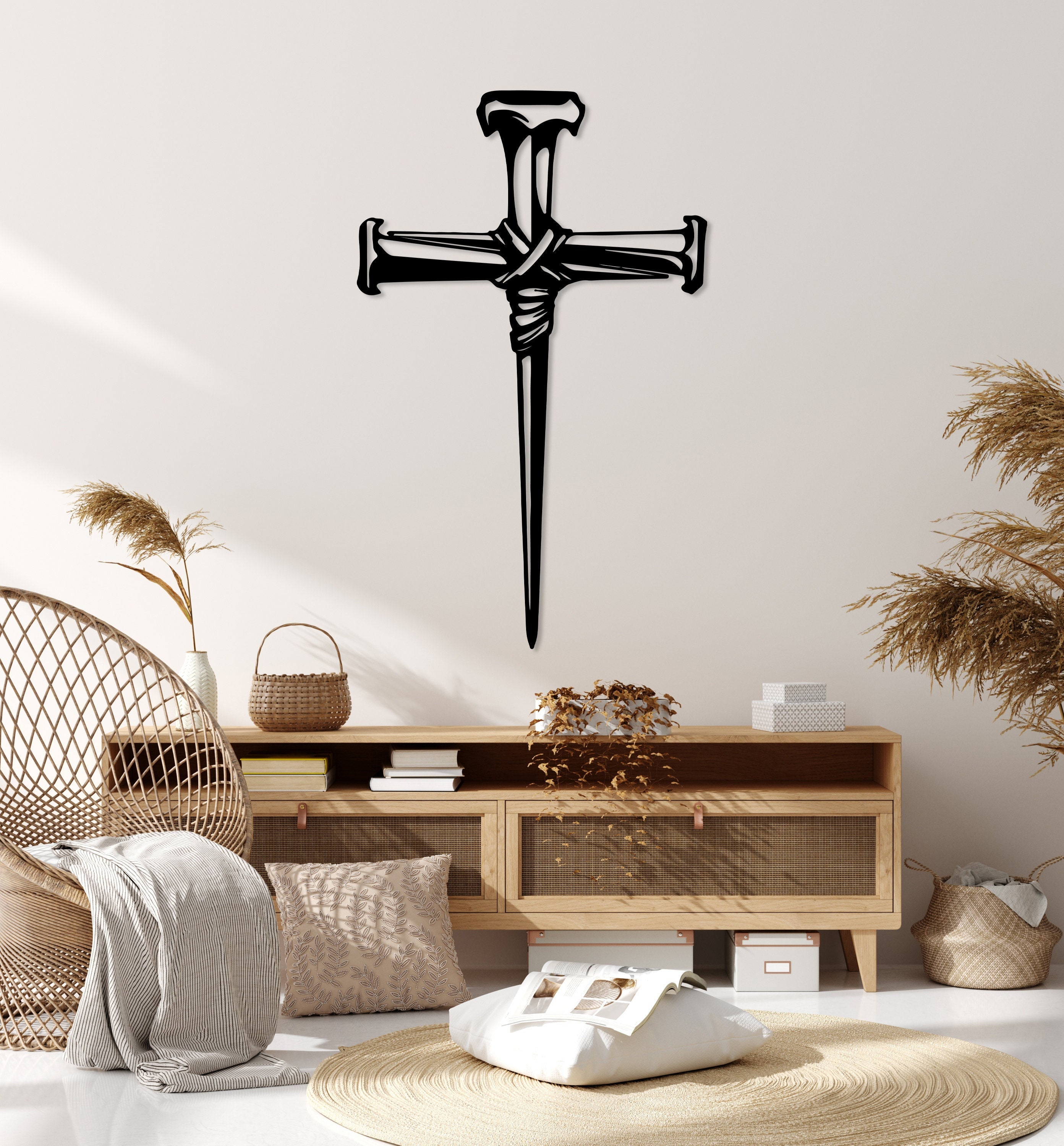 Jesus Cross Metal Sign Cross Wall Decor Religious Art Faith Gift