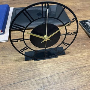 Metal Modern Tabletop Clock, Silent Clock, Desktop Metal Clock, Home Office Clock Art, Desk Clock, Housewarming Gift, Wanduhr, Shelf Decor image 7