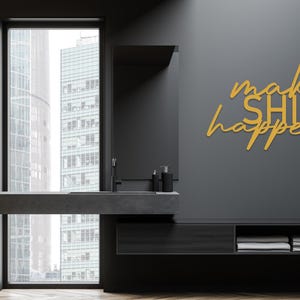 Make Shit Happen Metal Bathroom Wall Art, Funny Bathroom Sign, Restroom Wall Decor, Above Toilet Art, Unique Wall Words, Housewarming Gift Gold