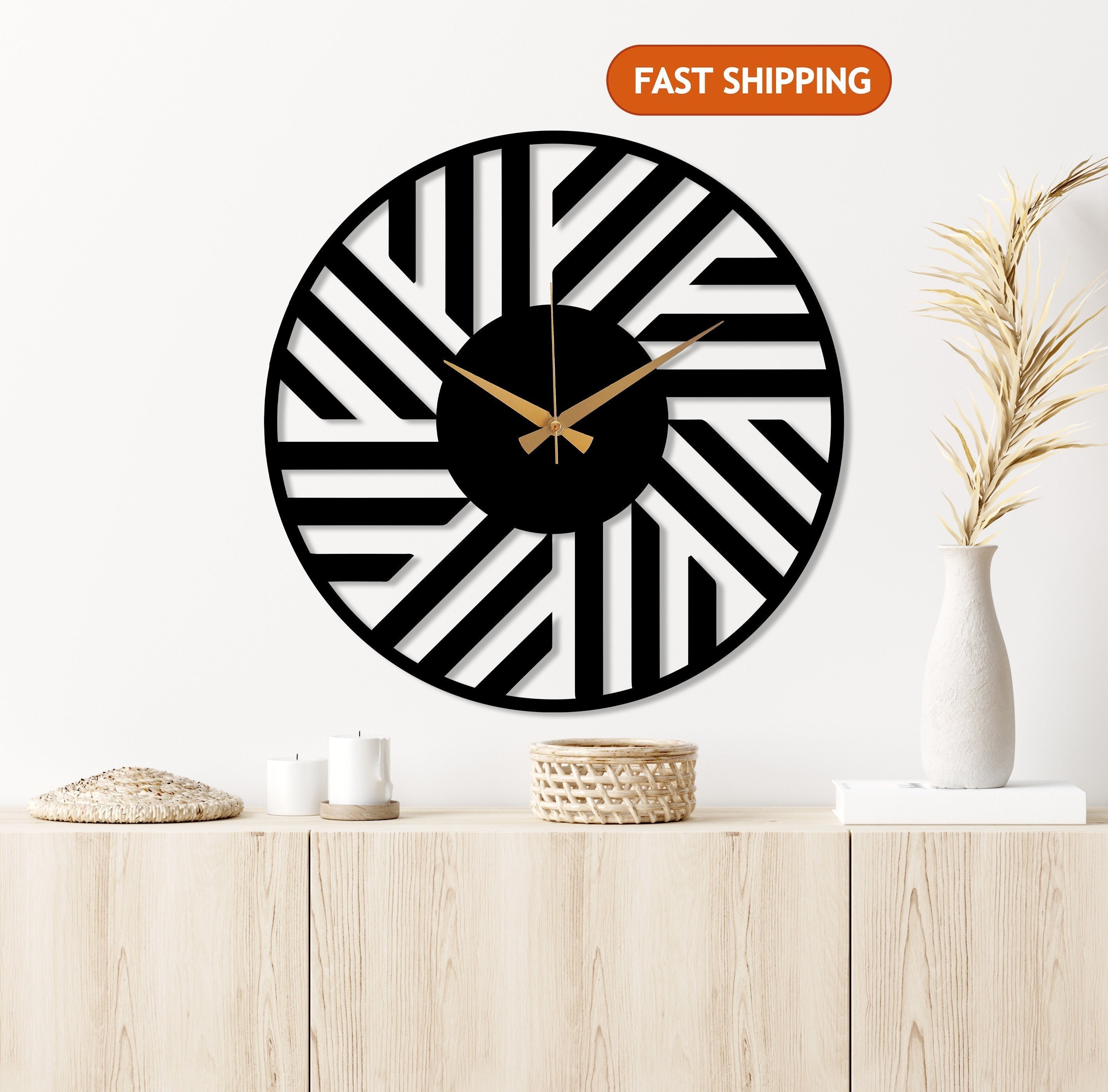 Illusion Metal Wall Clock, Minimalist Mid Century Wall Art, Modern Design Silent  Wall Clock, Illusion Geometric Wall Decor Gift, Large Clock -  New  Zealand