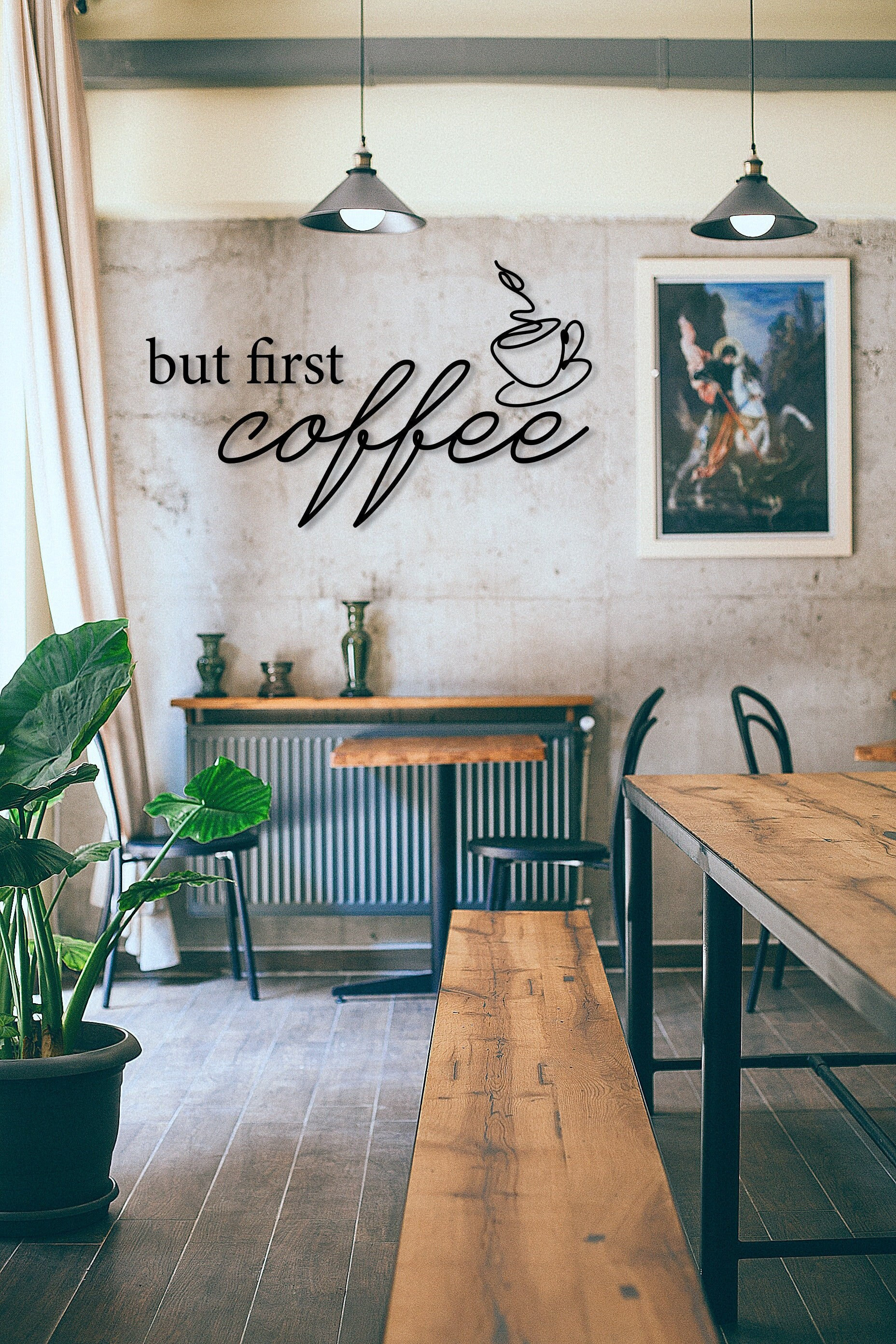 But First Coffee Metal Wall Sign, Cozy Kitchen Coffee Wall Decor, Coffee Bar Sign, Kitchen Wall Hanging, Quote Wall Art, Coffee Lover Gift