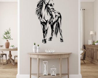 Metal Horse Wall Art, Horse Home Decor Extra Large Wall Sign, Wildlife Horse Lover Gift, Farmhouse Wall Decor, Modern Unique Interior Decor