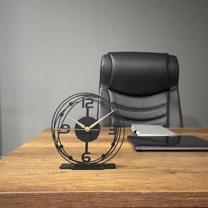 Modern Metal Desktop Clock, Tabletop Clock, Office Desk Clock, Home Office Decor,New Job Gift,Classic Clock Gift,Silent Clock,Business Clock