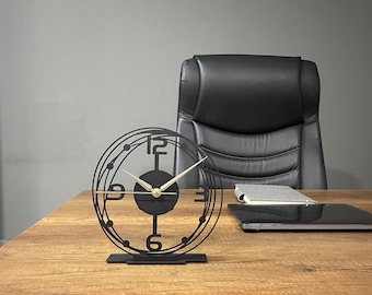 Modern Metal Desktop Clock, Tabletop Clock, Office Desk Clock, Home Office Decor,New Job Gift,Classic Clock Gift,Silent Clock,Business Clock
