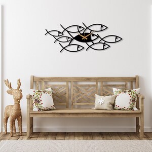 Black Fish Metal Clock, Art Wall Clock, Kitchen Wall Clock, Design Wall Clock, Minimalist Silent Clock, Horloge Murale,Clock for Living Room image 5