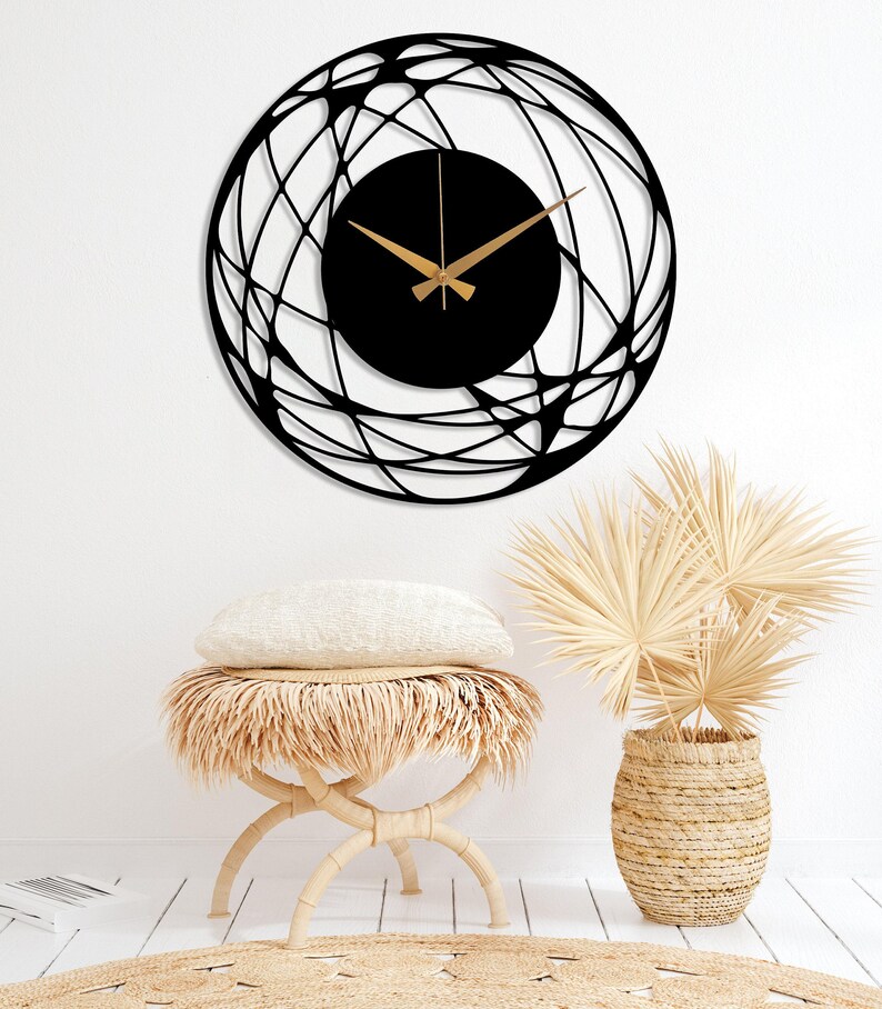 Minimalist Design Large Wall Clock, Modern Unique Wall Clock Art, Abstract Wall Clock, Home Decor Art, Oversize Metal Wall Clock, Wanduhr image 3