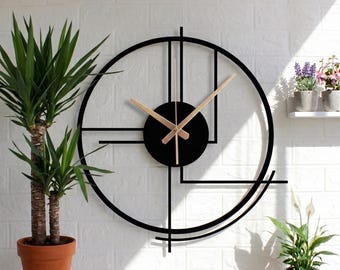 Minimalist Large Black Wall Clock, Minimal Design Metal Wall Clock, Modern Silent Oversize Wall Clock,Horloge Murale,Wanduhr,Home Clock Gift