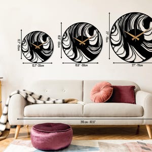 Abstract Metal Wall Clock, Mid-Century Contemporary Clock, Black Large Modern Wall Art, Minimalist Unique Home Decor, Wanduhr,Horloge Murale image 8