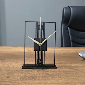 Reloj de sobremesa de metal para oficina, reloj de estantería de metal, decoración de oficina, decoración moderna para el hogar, reloj de escritorio, reloj de metal silencioso y único.