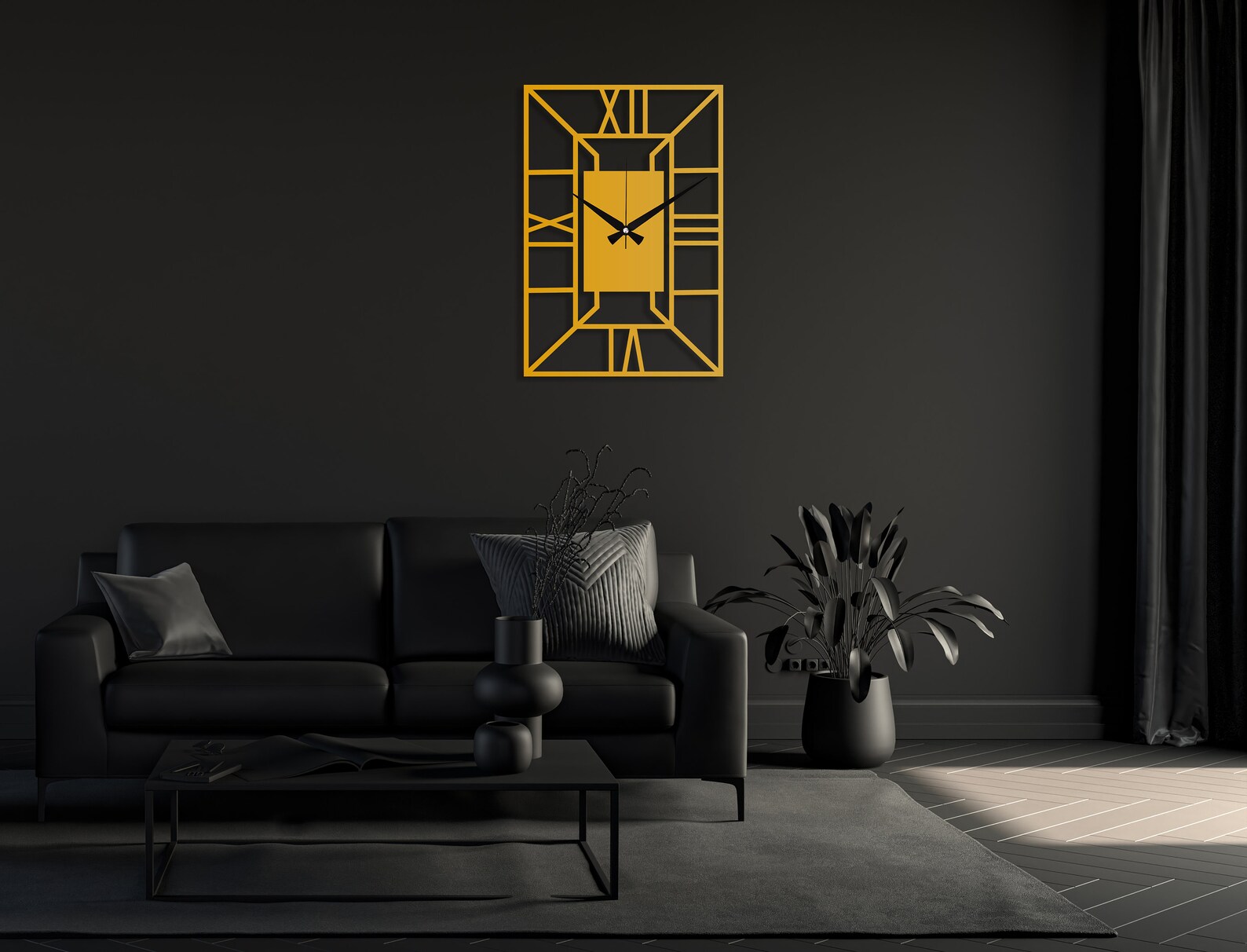 Rectangle Silent Metal Wall Clock Modern Minimalist Unique - Etsy