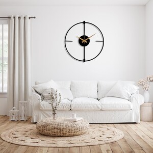 Black Minimalist Clock, Boho Wall Clock, Living room Metal Clock, Wall Clock Art, Design Wall Clock,Silent Modern Wall Clock,Home Decor Gift zdjęcie 6