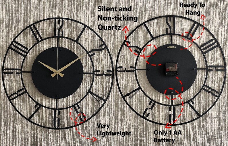 Abstract Metal Wall Clock, Mid-Century Contemporary Clock, Black Large Modern Wall Art, Minimalist Unique Home Decor, Wanduhr,Horloge Murale image 9