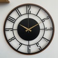 Mid Century Modern Wall Clock, Metal with Wooden Wall Clock, Oversize Silent Clock, Unique Home Clock, Farmhouse Wall Clock,Design Clock Art