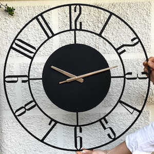 Latin Numerals Metal Wall Clock, Office Clock Gift, Large Wall Clock, Modern Silent Unique Wall Clock, Modern Home Art,Minimalist Clock Gift