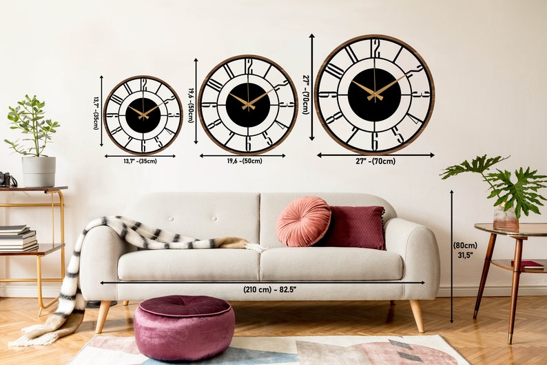 Mid Century Modern Wall Clock, Metal with Wooden Wall Clock, Oversize Silent Clock, Unique Home Clock, Farmhouse Wall Clock,Design Clock Art image 8