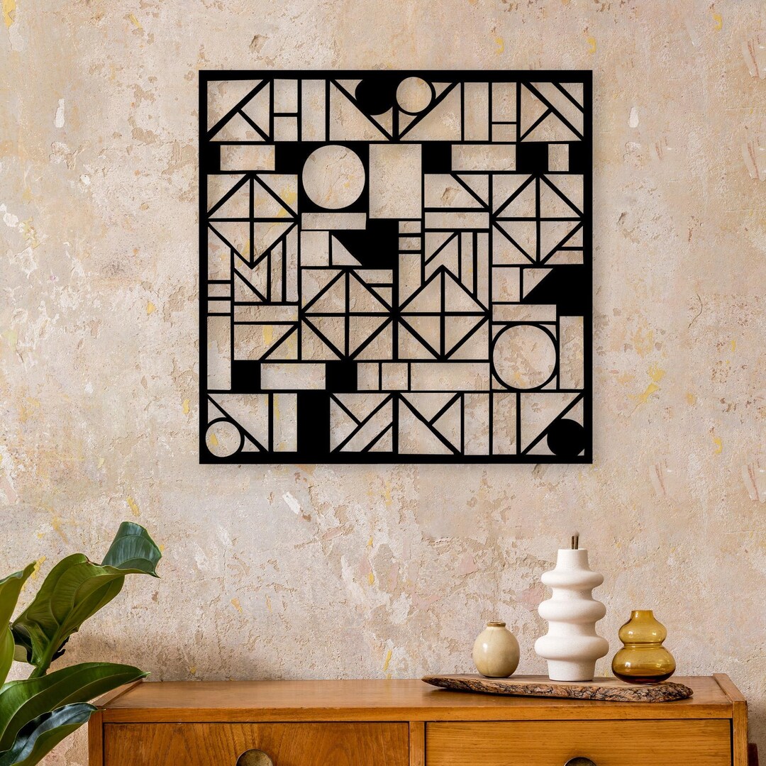 Abstract Metal Wall Art, Geometric Wall Decor, Modern Home Decor ...