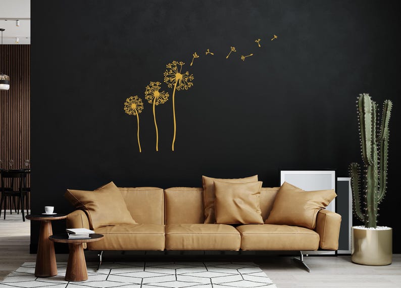 Decorazione murale in metallo a forma di fiore di tarassaco, arte murale con tarassaco, decorazione unica per la casa, decorazione naturale per il soggiorno, tarassaco Patel, semi volanti di Pusteblume Gold