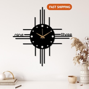 Minimalist Metal Wall Clock, Modern Wall Clock Art, Unique Design Wall Clock, Wanduhr, Home Decor, Clock for Wall, Large Silent Wall Clocks