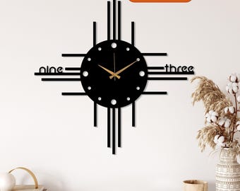 Minimalist Metal Wall Clock, Modern Wall Clock Art, Unique Design Wall Clock, Wanduhr, Home Decor, Clock for Wall, Large Silent Wall Clocks