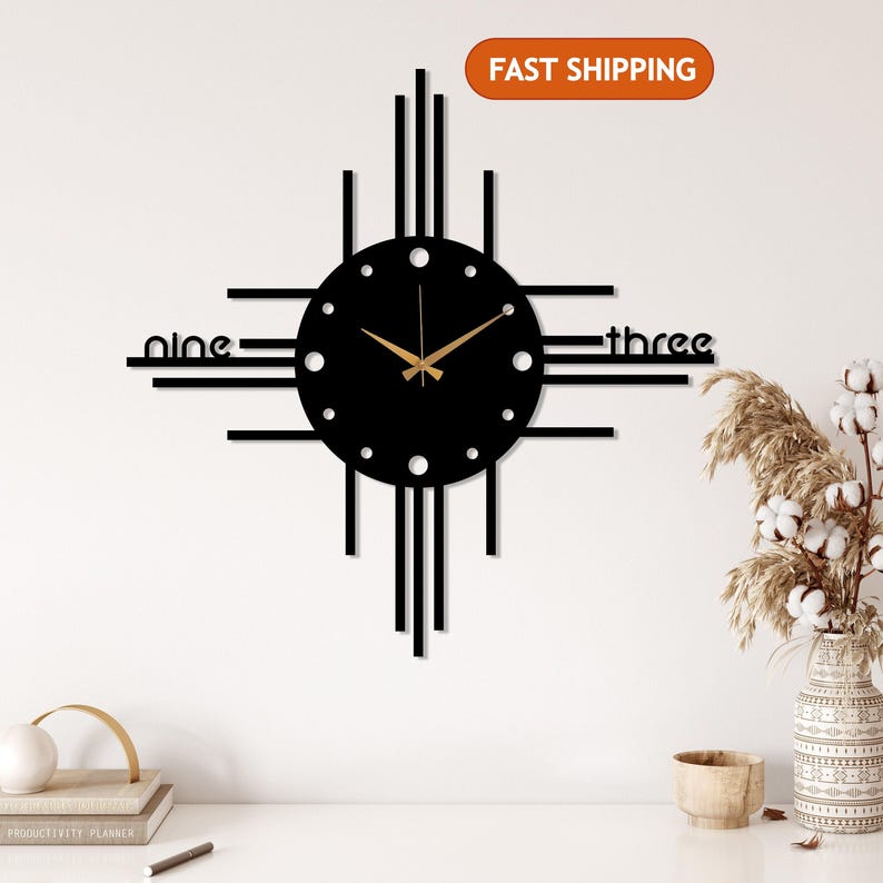 Minimalist Metal Wall Clock, Modern Wall Clock Art, Unique Design Wall ...
