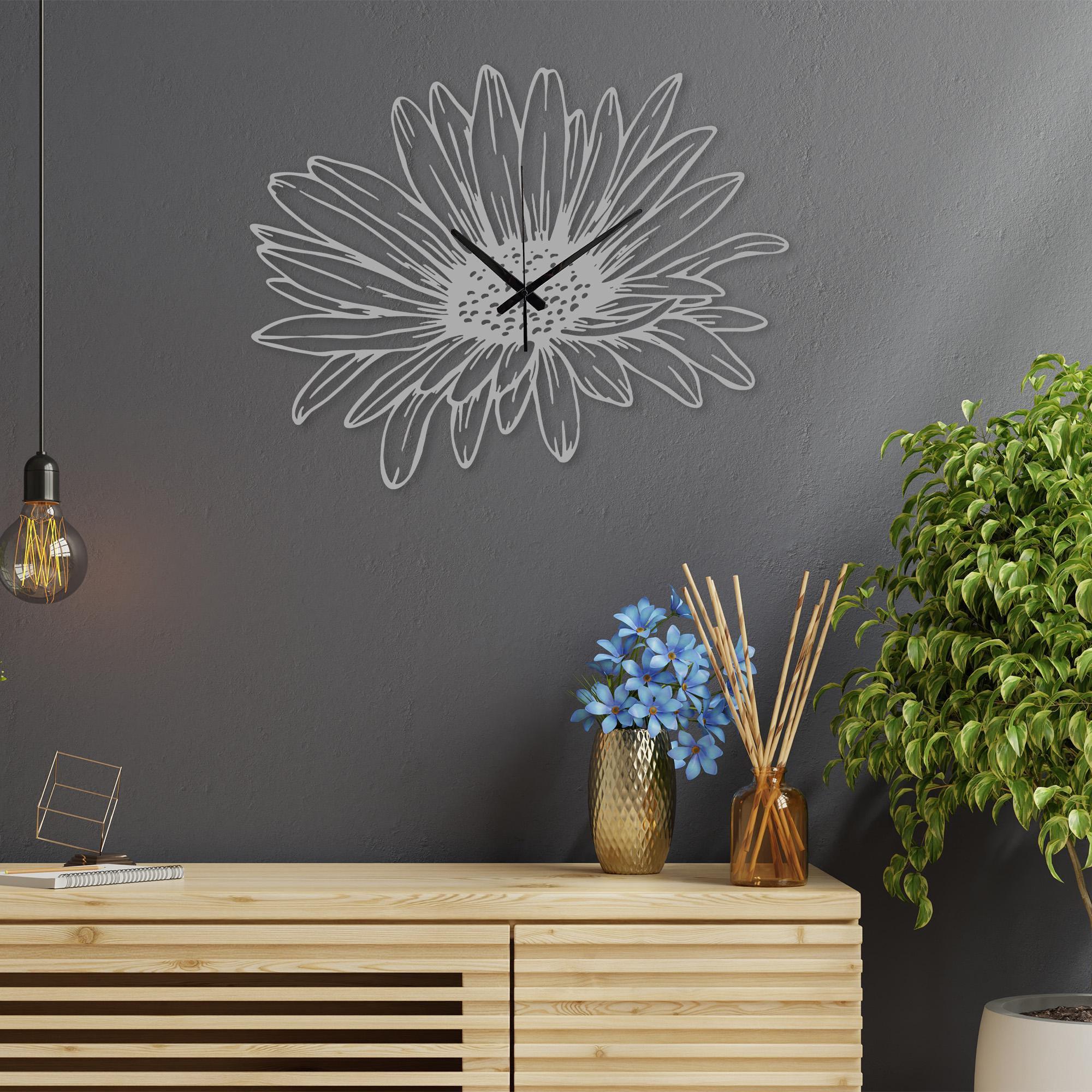 ひまわりの金属製壁掛け時計、ホームクロックギフト、ボヘミアンホーム