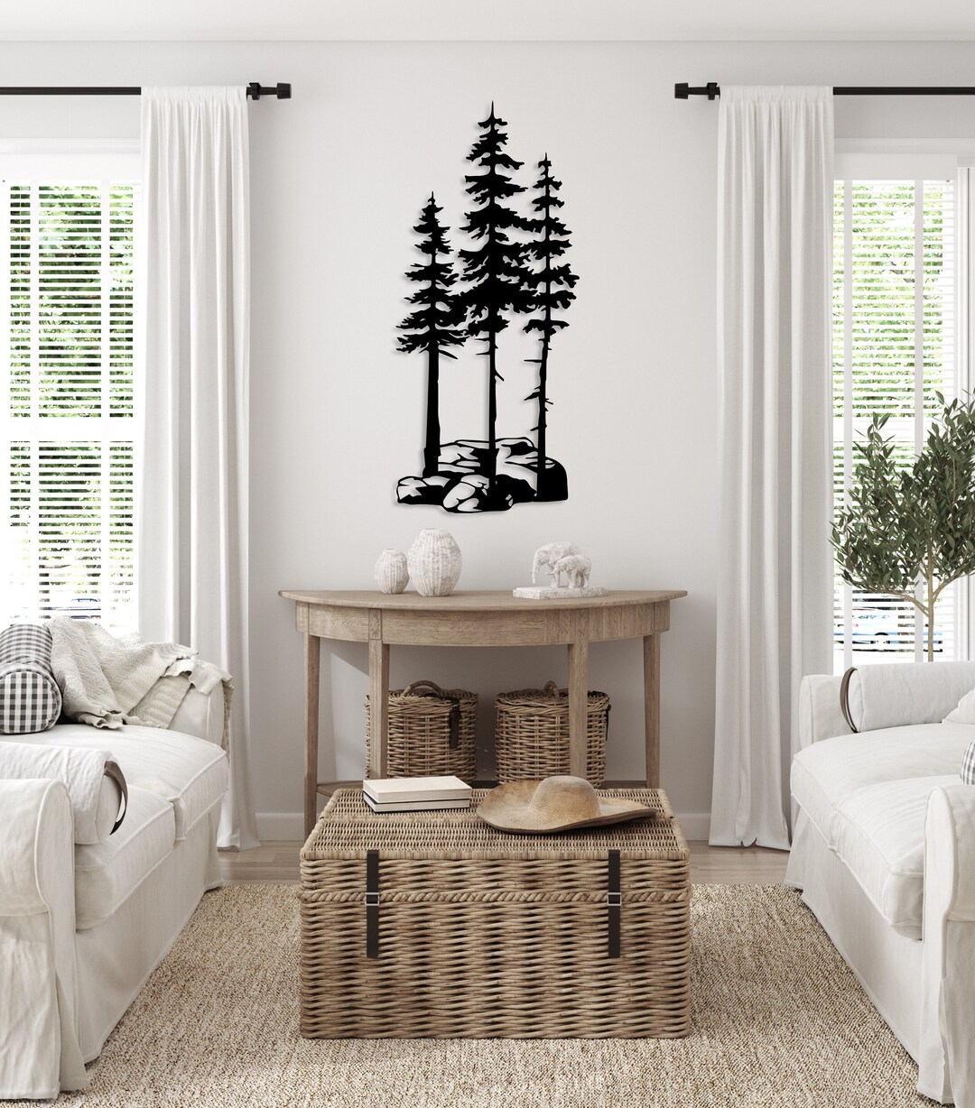 Pine Tree Metal Wall Art, Large Tree Wall Decor, Outdoor Decor