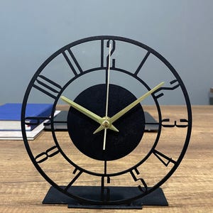 Metal Modern Tabletop Clock, Silent Clock, Desktop Metal Clock, Home Office Clock Art, Desk Clock, Housewarming Gift, Wanduhr, Shelf Decor