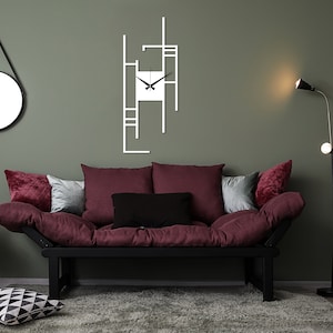 Moderne minimalistische wandklok, rechthoekige stille metalen wandklok kunst, extra grote klok, thuiscadeau, unieke kantoorwandklok, grote wandklokkunst afbeelding 7
