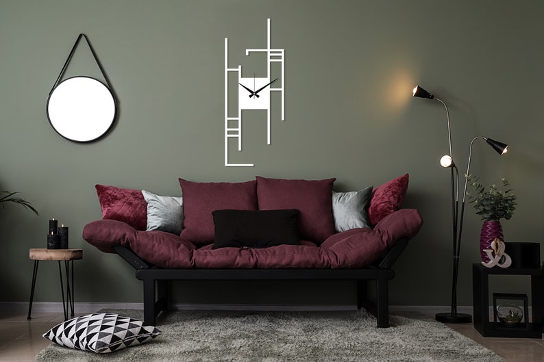 Moderne minimalistische wandklok, rechthoekige stille metalen wandklok kunst, extra grote klok, thuiscadeau, unieke kantoorwandklok, grote wandklokkunst afbeelding 7