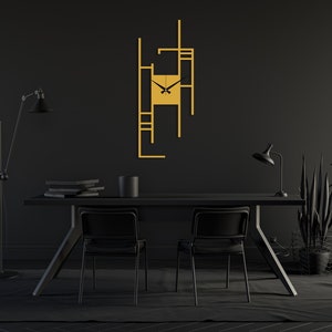 Moderne minimalistische wandklok, rechthoekige stille metalen wandklok kunst, extra grote klok, thuiscadeau, unieke kantoorwandklok, grote wandklokkunst afbeelding 3