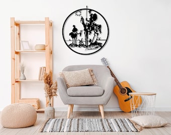 Don Quixote Metal Wall Art, Modern Living Room Metal Wall Decor, Large Wall Art, Unique Home Decor, Pablo Picasso Artwork, Adventure Lover