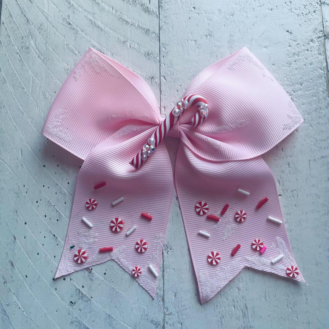 Christmas Hair Bow: Pink Candy Cane Sprinkles Fable Bow - Etsy